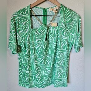 Michael Kors Women's Top, Green Short Sleeve, Size Medium